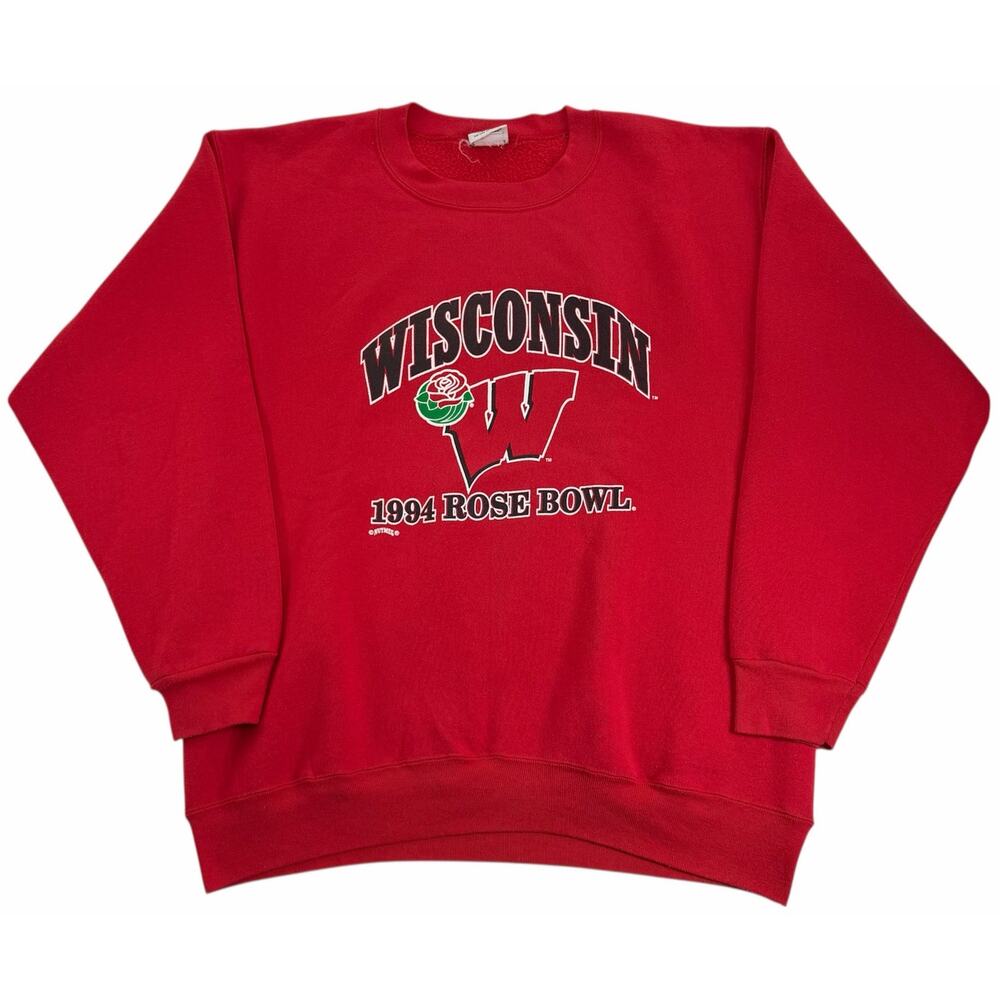 Vintage 1994 Wisconsin Badgers Crewneck Men's XL Nutmeg Rose Bowl Red Sweatshirt